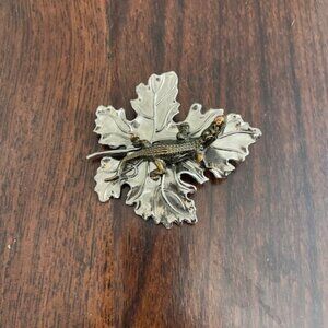 Vintage Signed Sylvia Dahl Brooch Scarf Clip Alligator